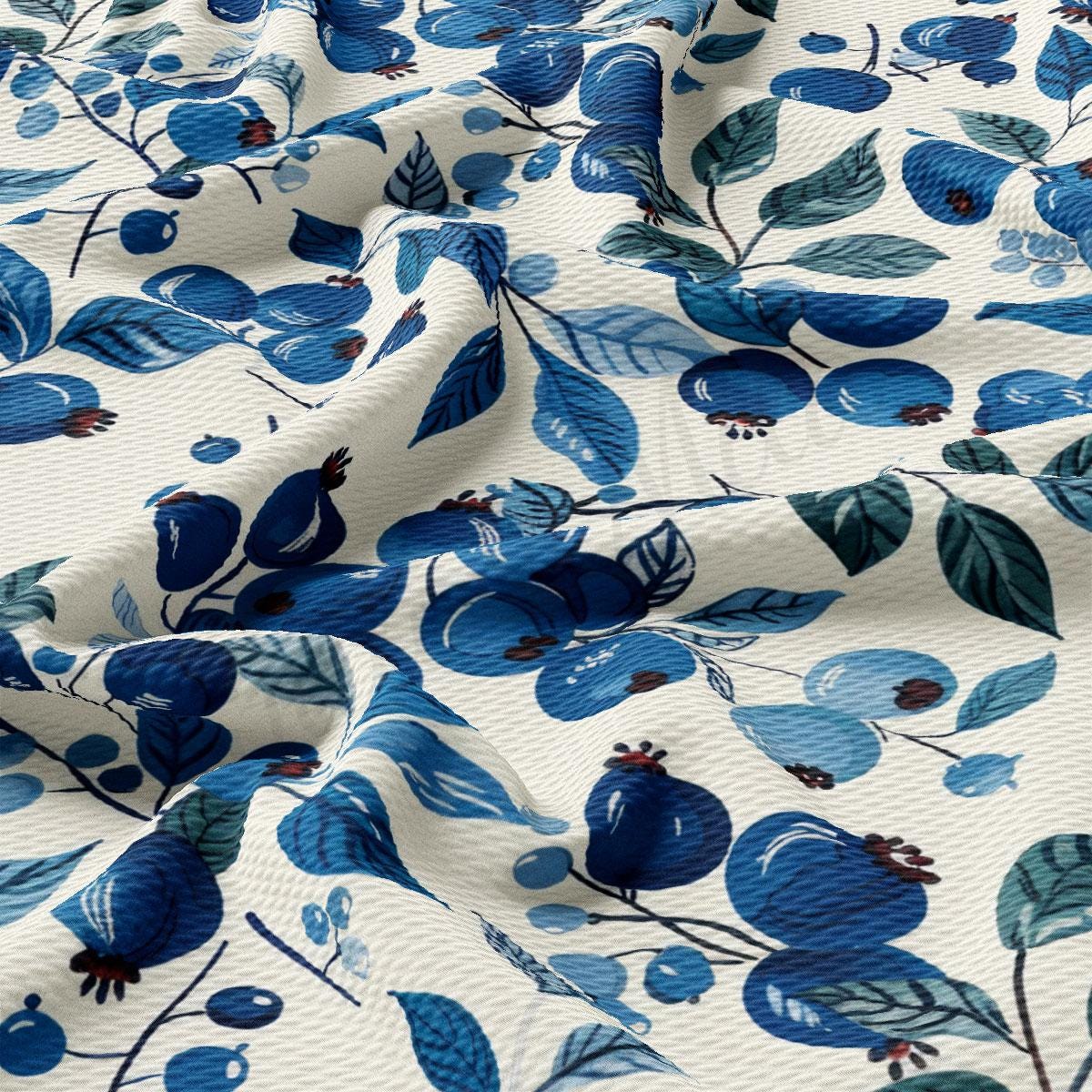 a blue and white floral print fabric