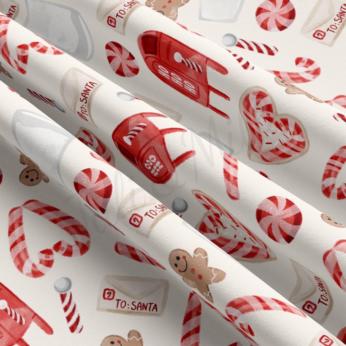 a close up of a wrapping paper with candy canes on it