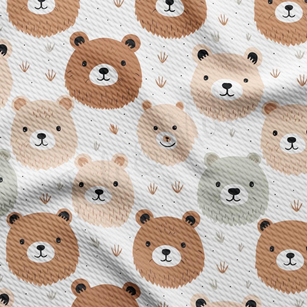 a pattern of brown bears on a white background