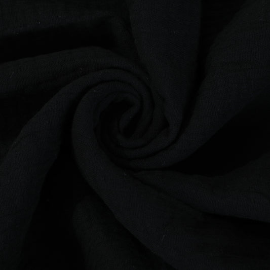 Black Double Gauze Muslin Fabric