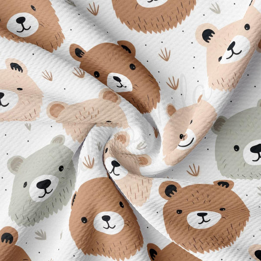 a close up of a fabric with bears on it