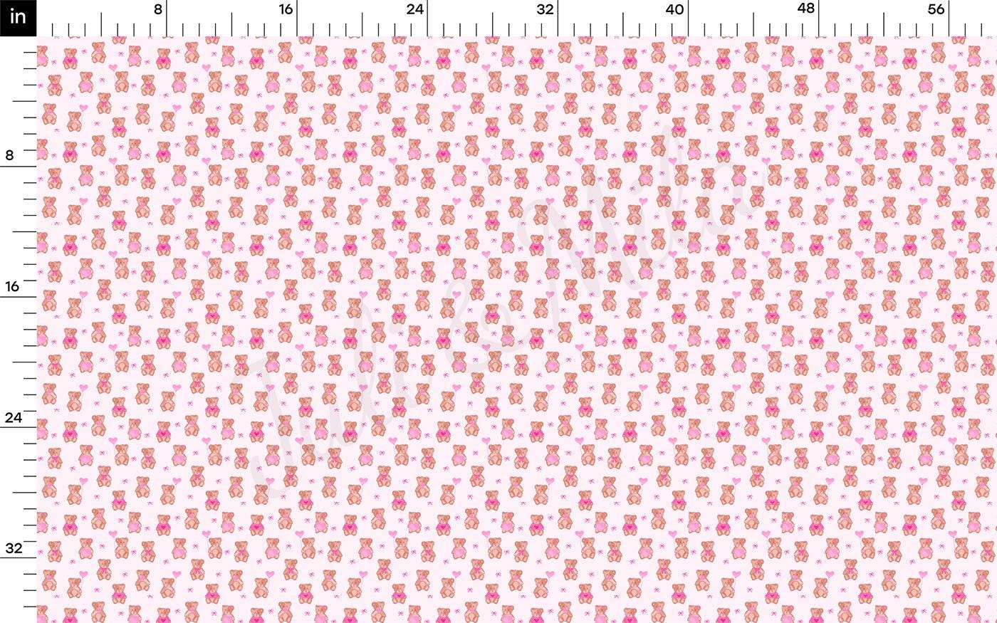 a ruler with a pink and white pattern on it