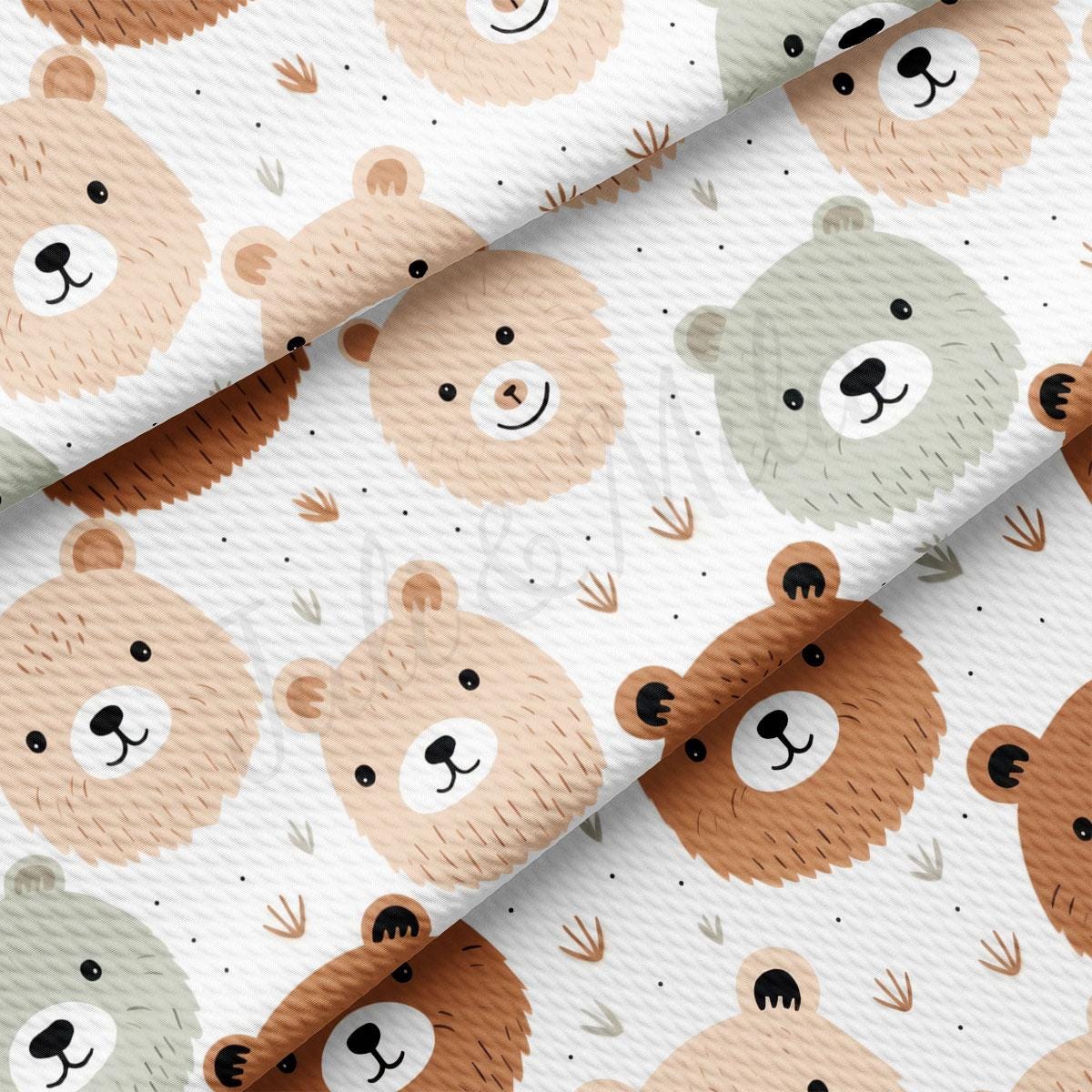 a pattern of brown bears on a white background