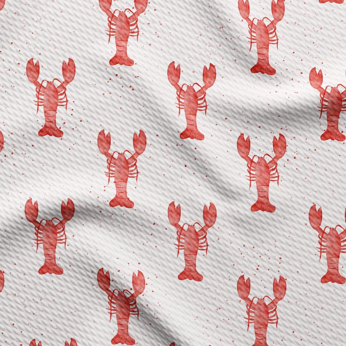 a pattern of lobsters on a white background