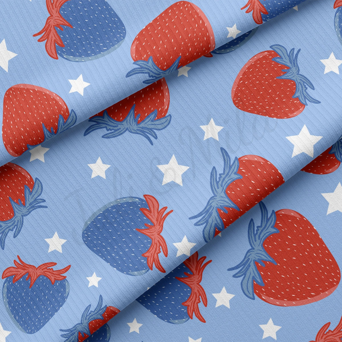 Rib Knit Fabric RBK2743 4th of July Patriotic