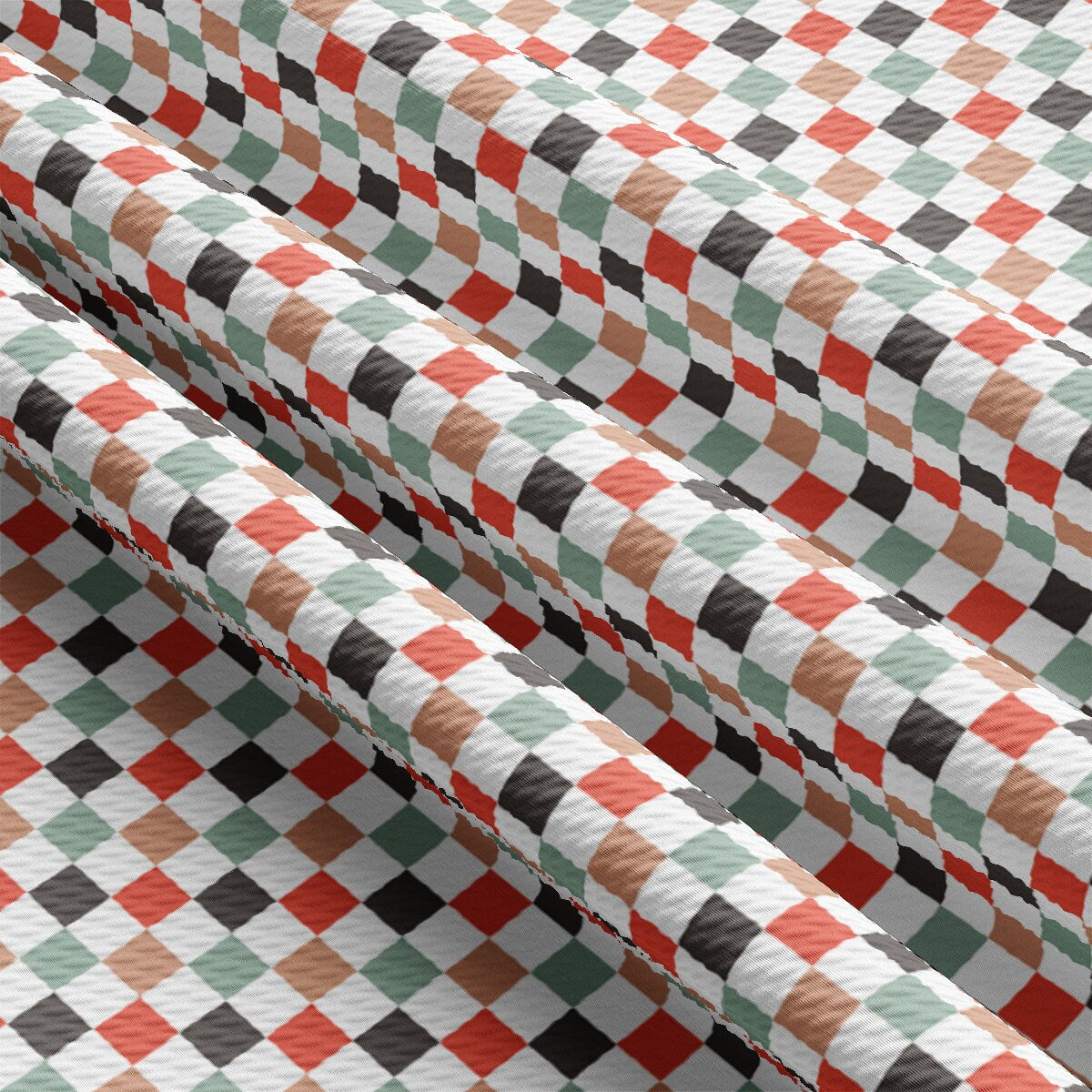 a close up of a checkered table cloth