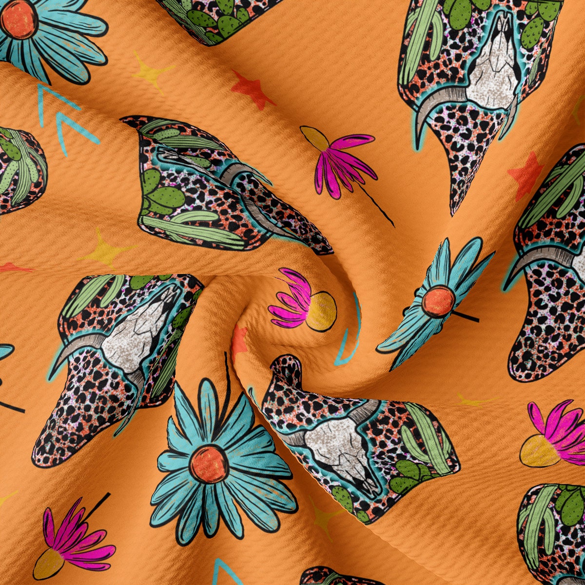 a pattern of shoes and flowers on an orange background