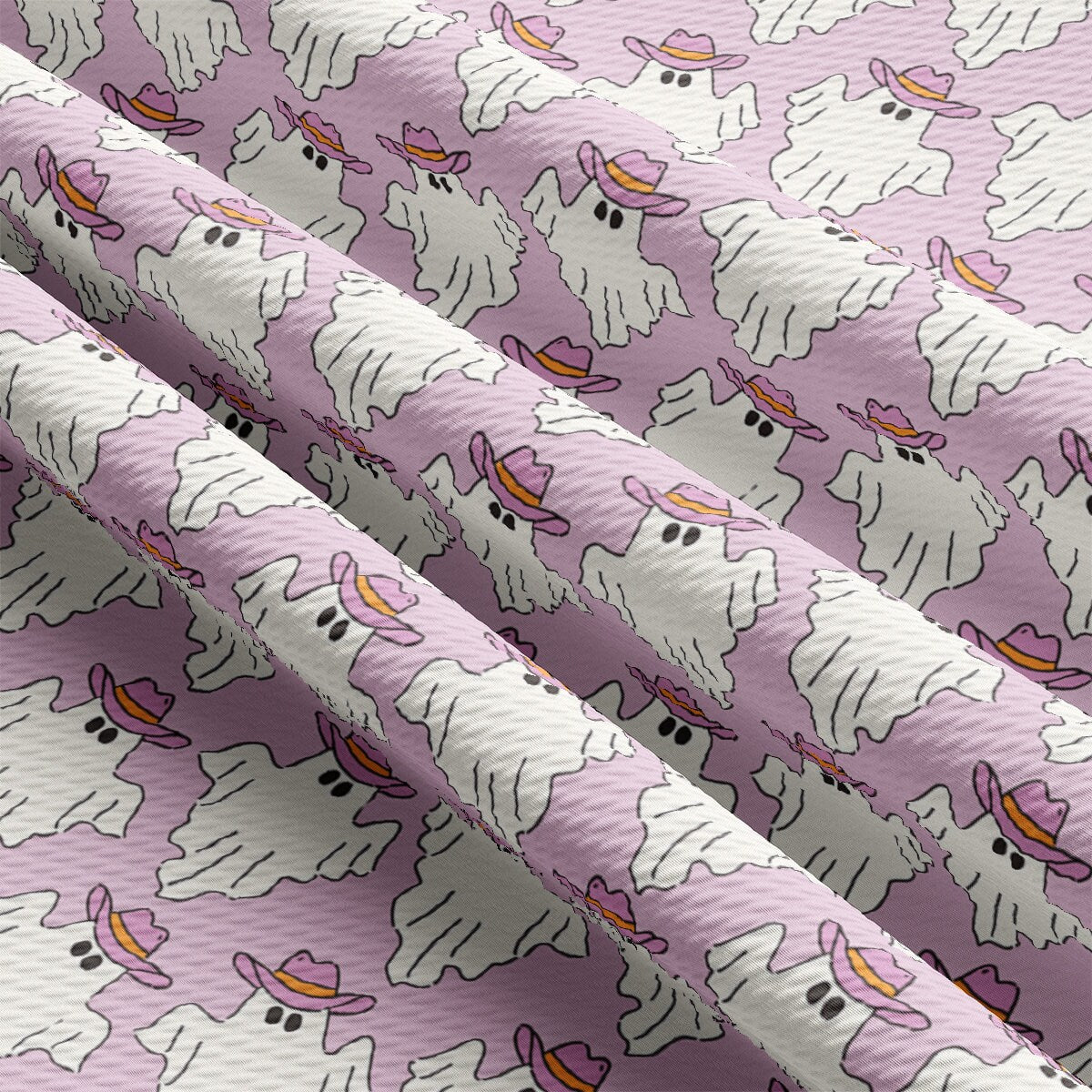 a pink and white pattern with sheep on it