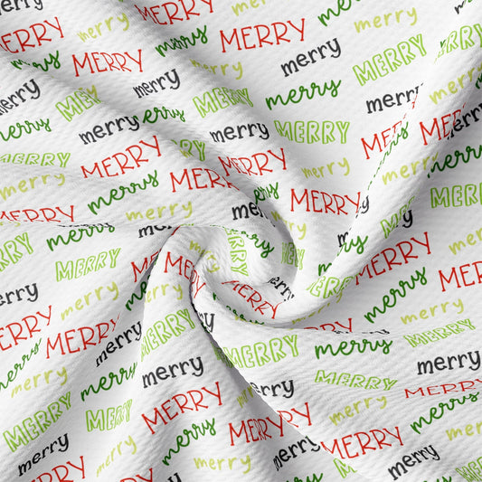 a white fabric with merry lettering on it