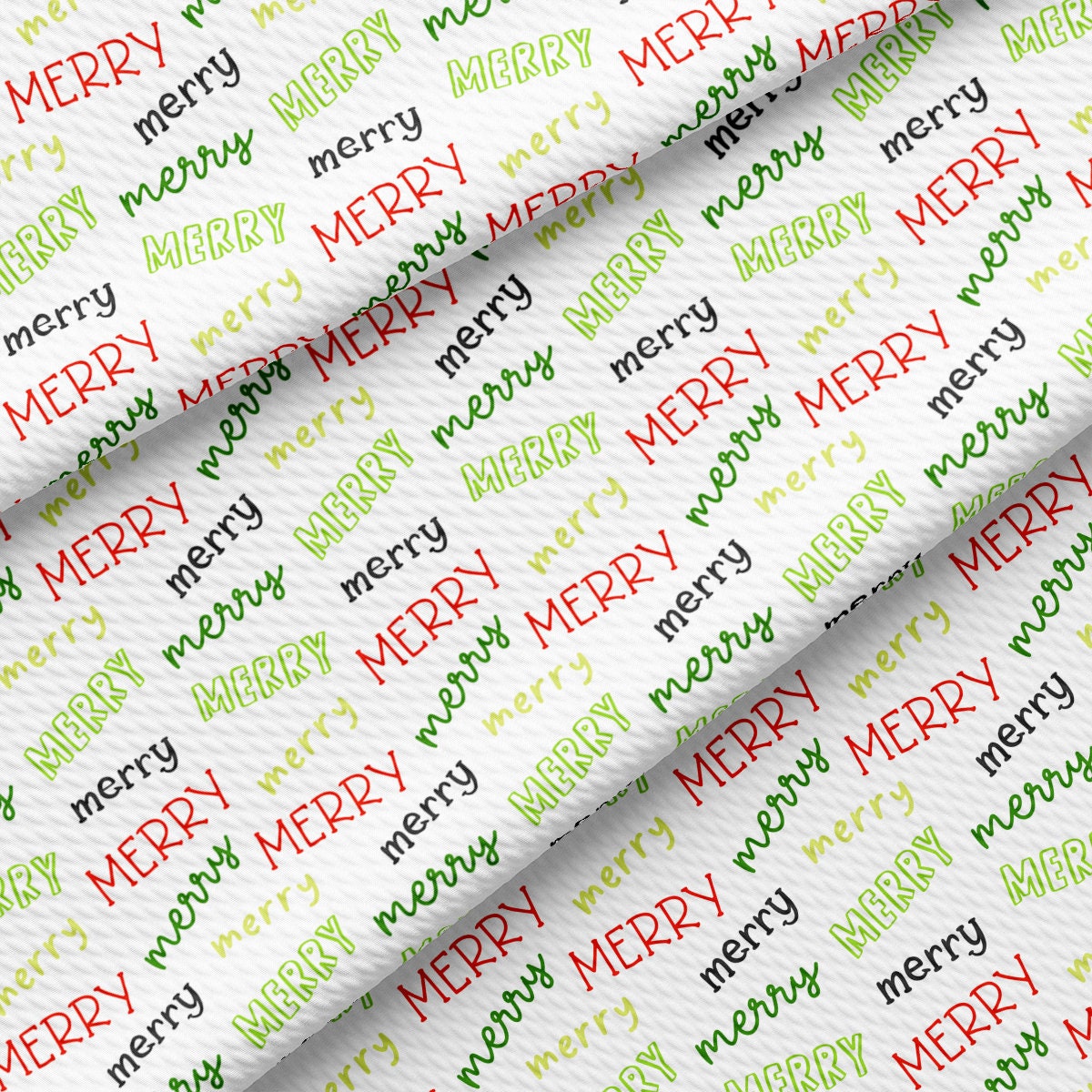 a merry christmas wrapping paper with red, green and white letters