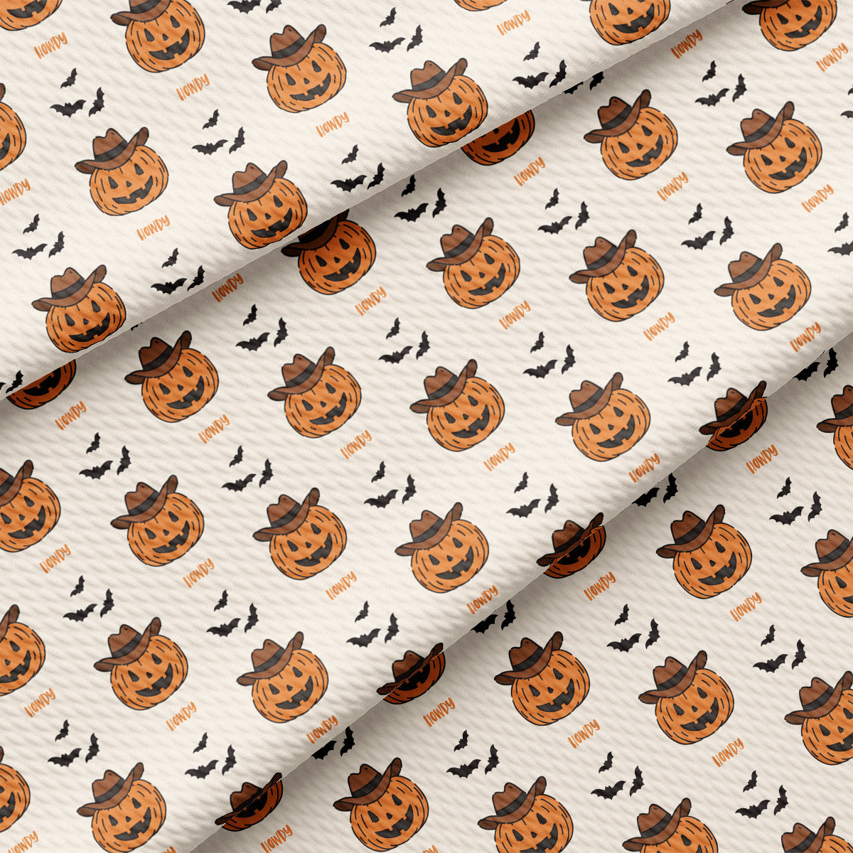 a white background with a pattern of pumpkins and bats