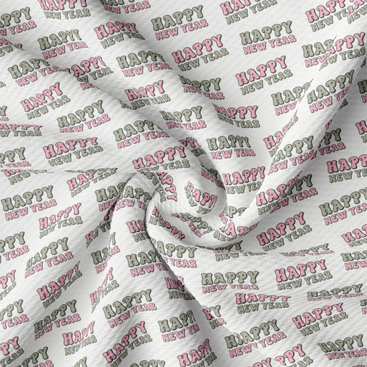 a close up of a white fabric with happy words on it