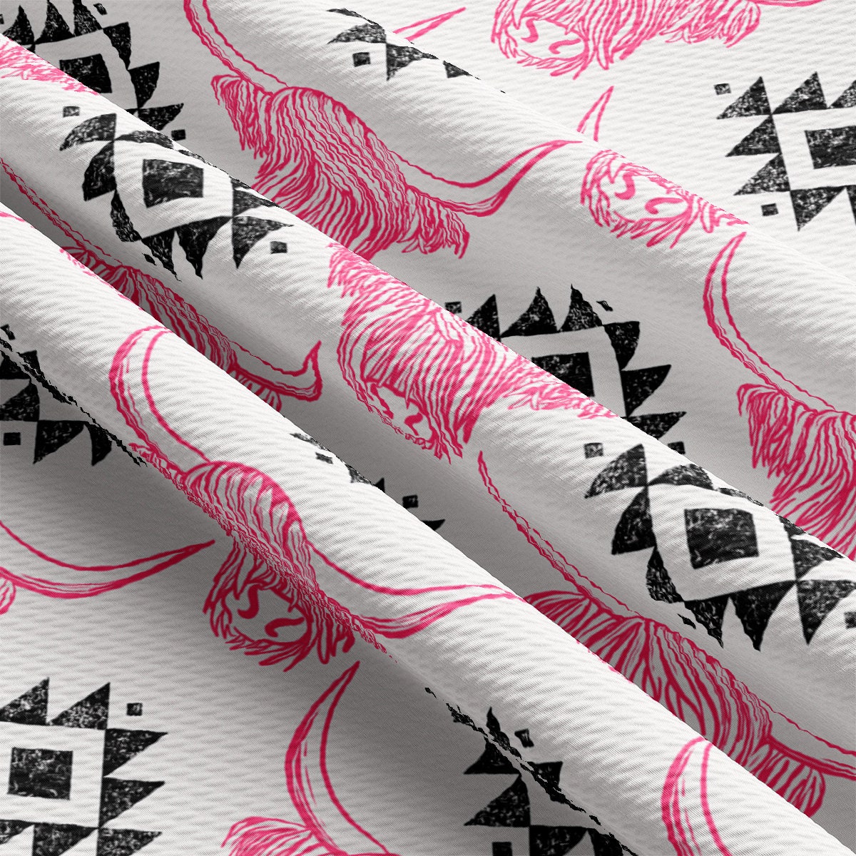 a close up of a pink and black pattern on a white background