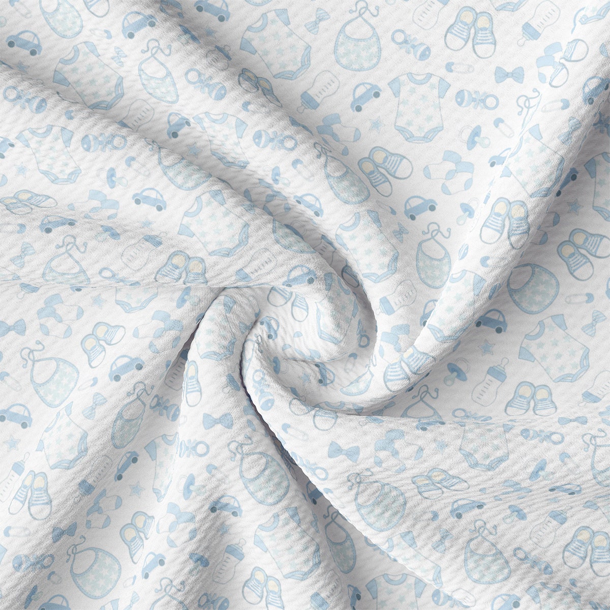 a close up of a blue and white fabric