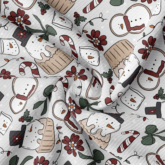 a close up of a snowman pattern on a white background