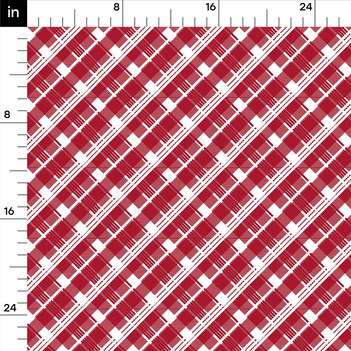 a ruler with a red and white pattern on it