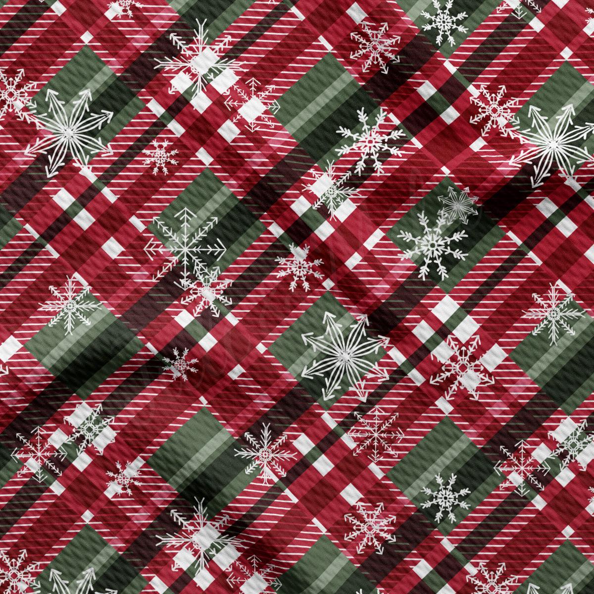 a plaid pattern with snowflakes on it