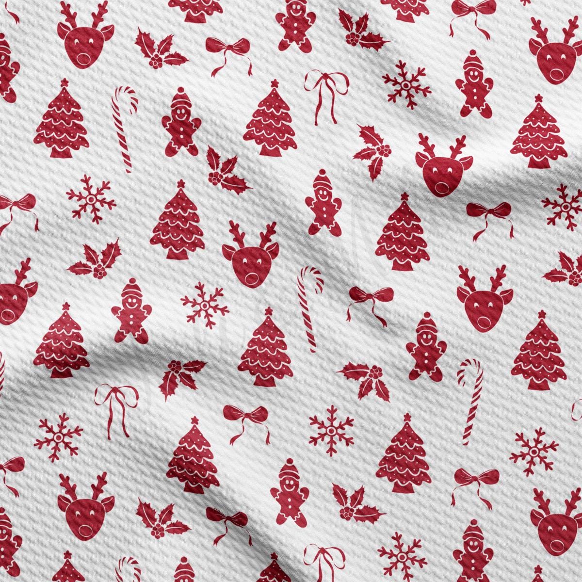 a red and white christmas pattern on a white background