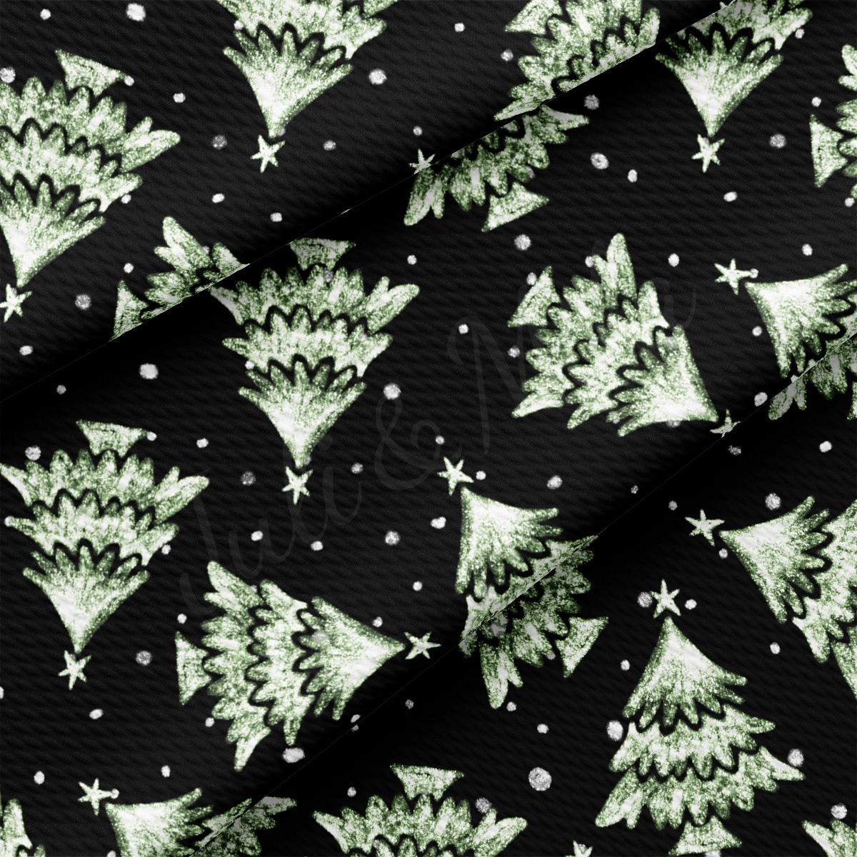 a black background with green and white christmas trees