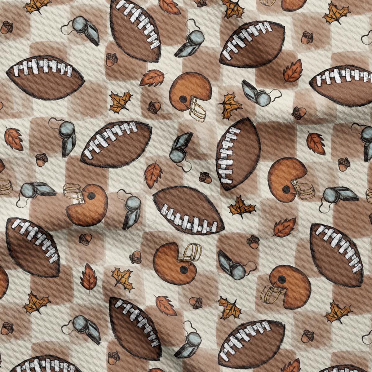 a fabric with a football pattern on it