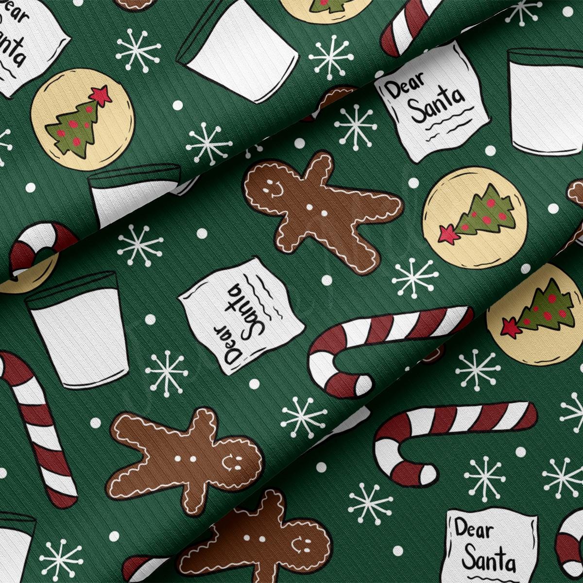 a close up of a green christmas tie with gingerbreads