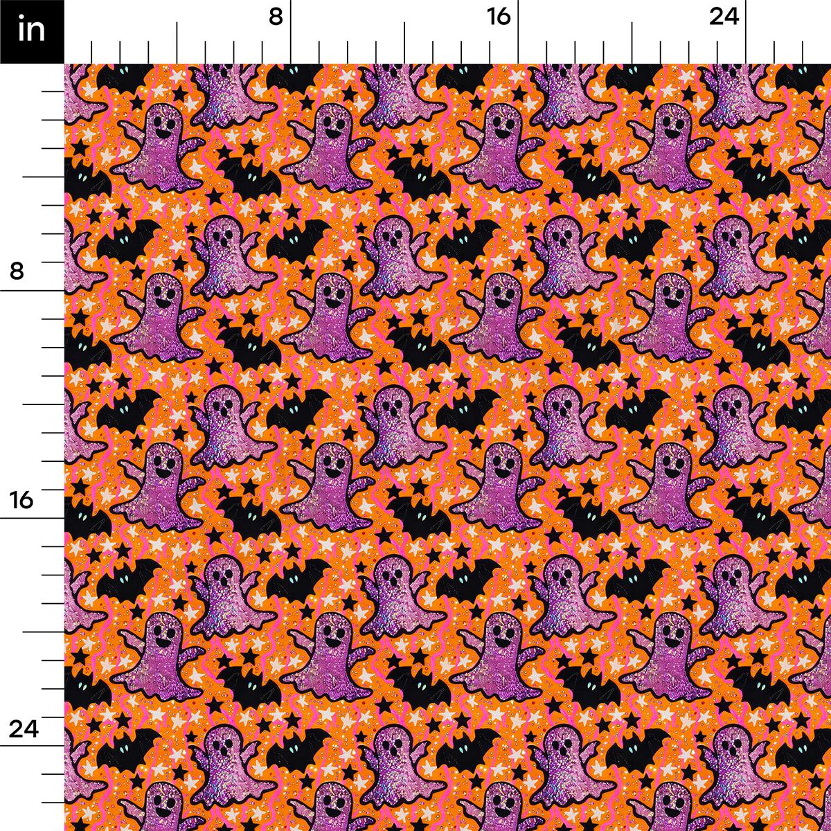 a purple and orange pattern on a black background