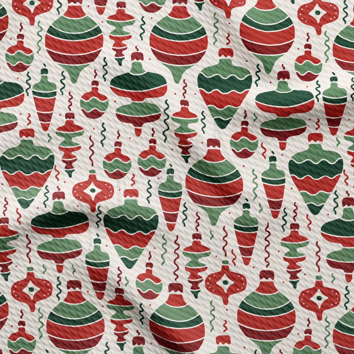 a red and green christmas ornament pattern on a white background