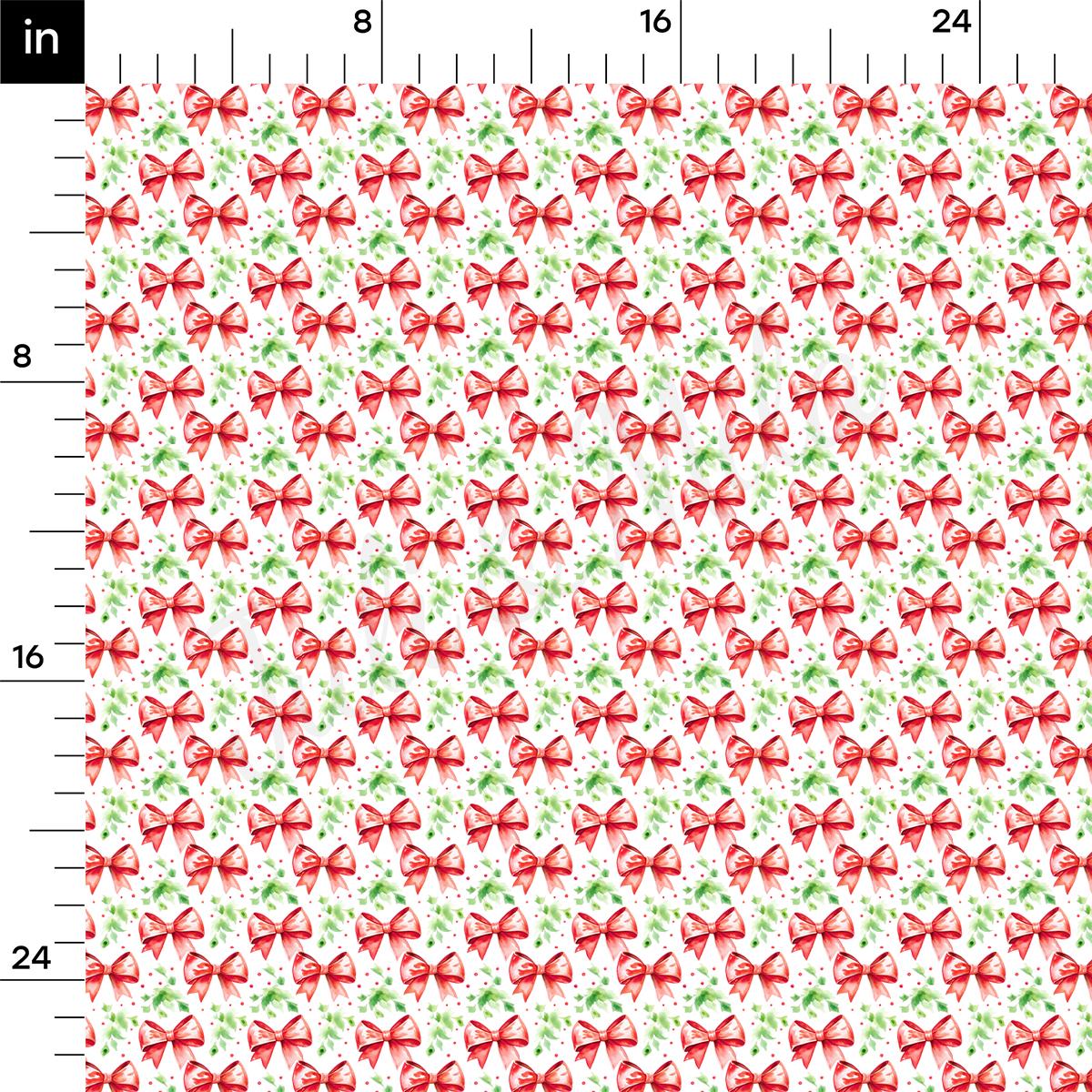 a red and green bow pattern on a white background