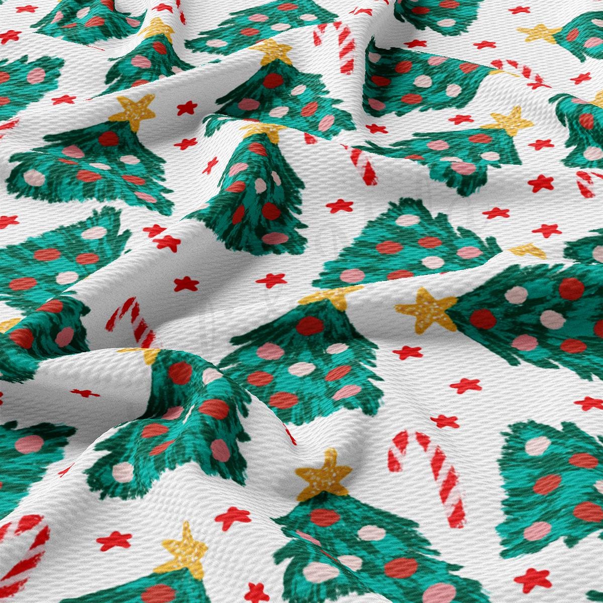 a white background with green and red christmas trees