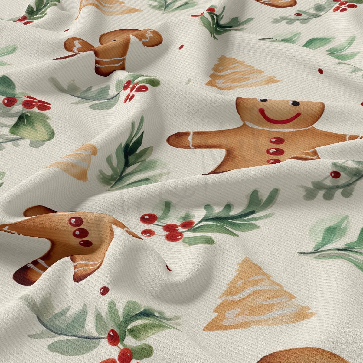 a white fabric with a christmas pattern on it