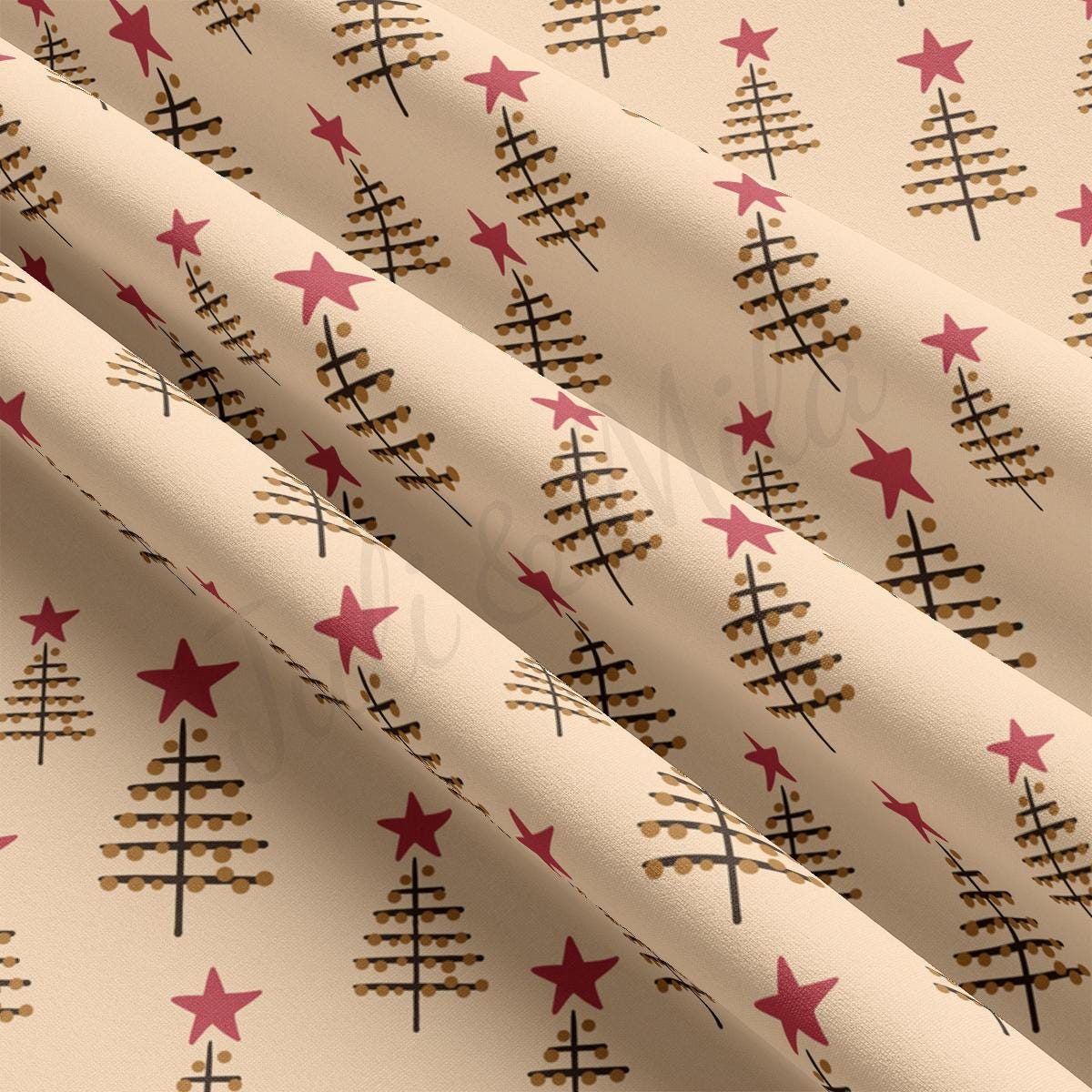 a close up of a wrapping paper with a christmas tree on it