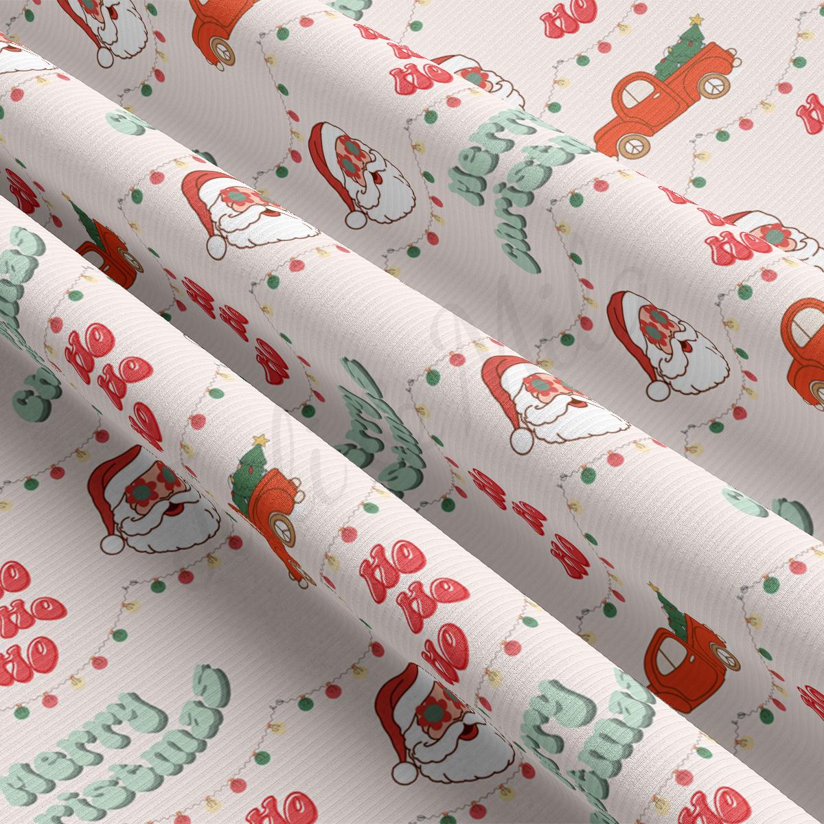 a christmas wrapping paper with santa clause on it