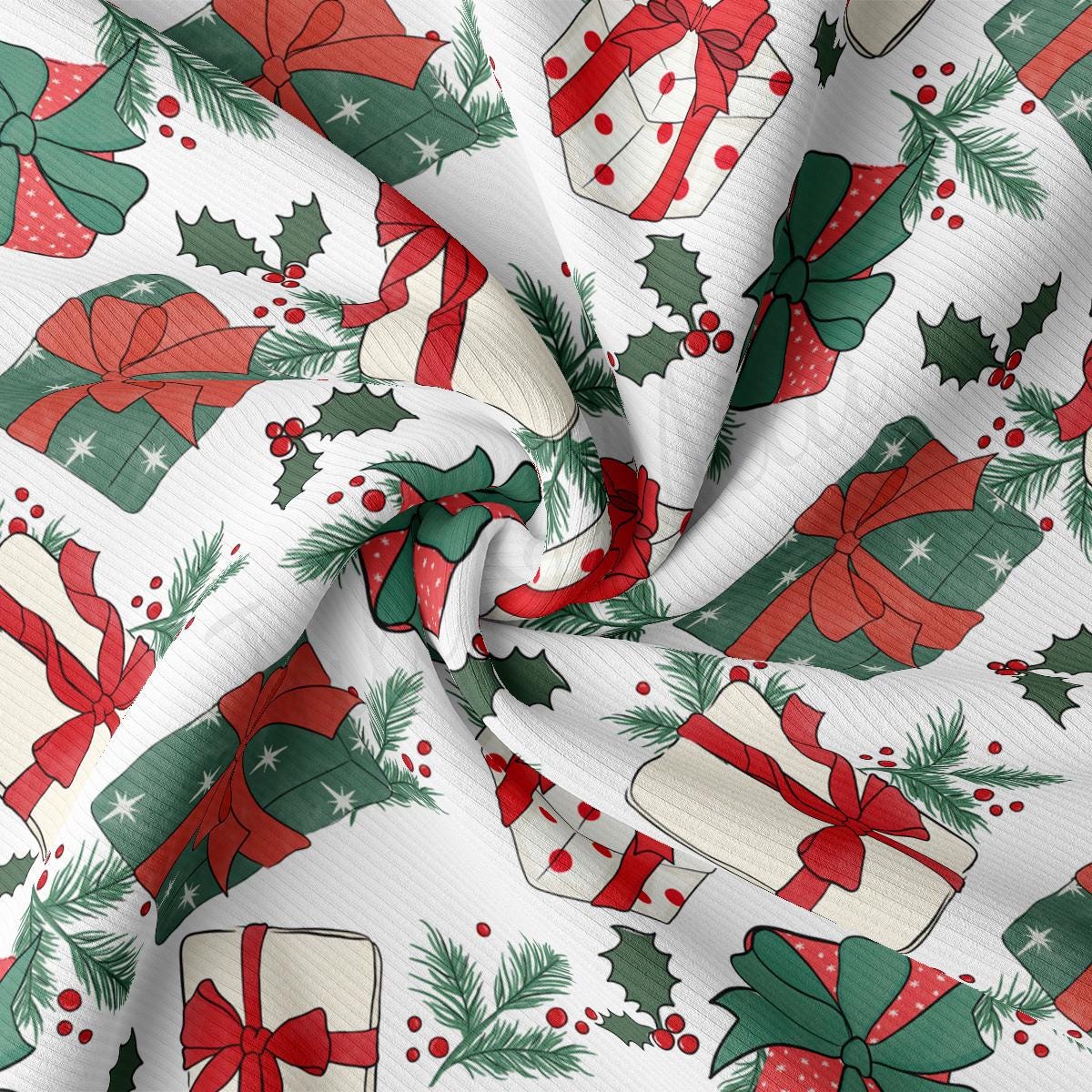 a close up of a wrapping paper with christmas decorations on it