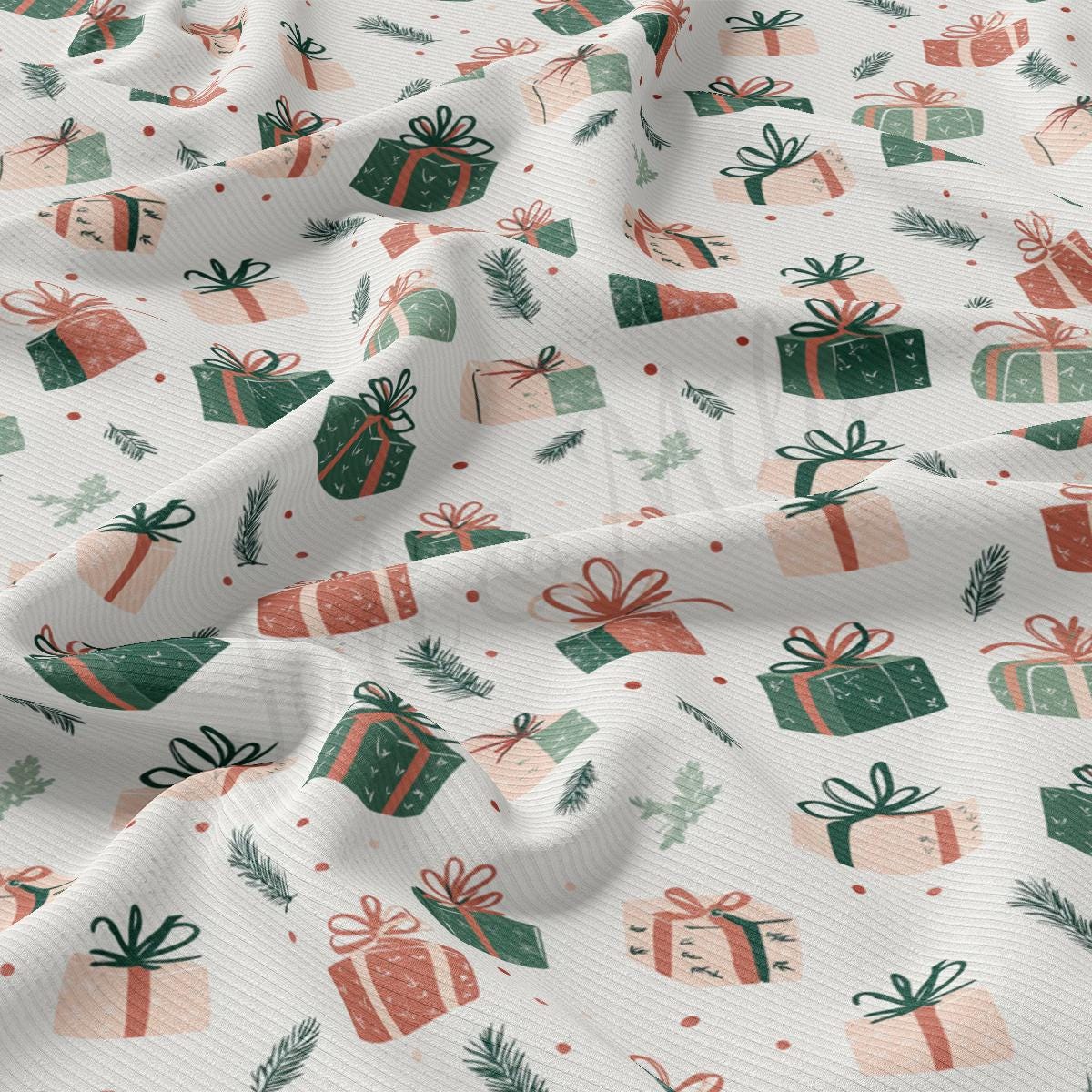 a close up of a wrapping paper with presents on it