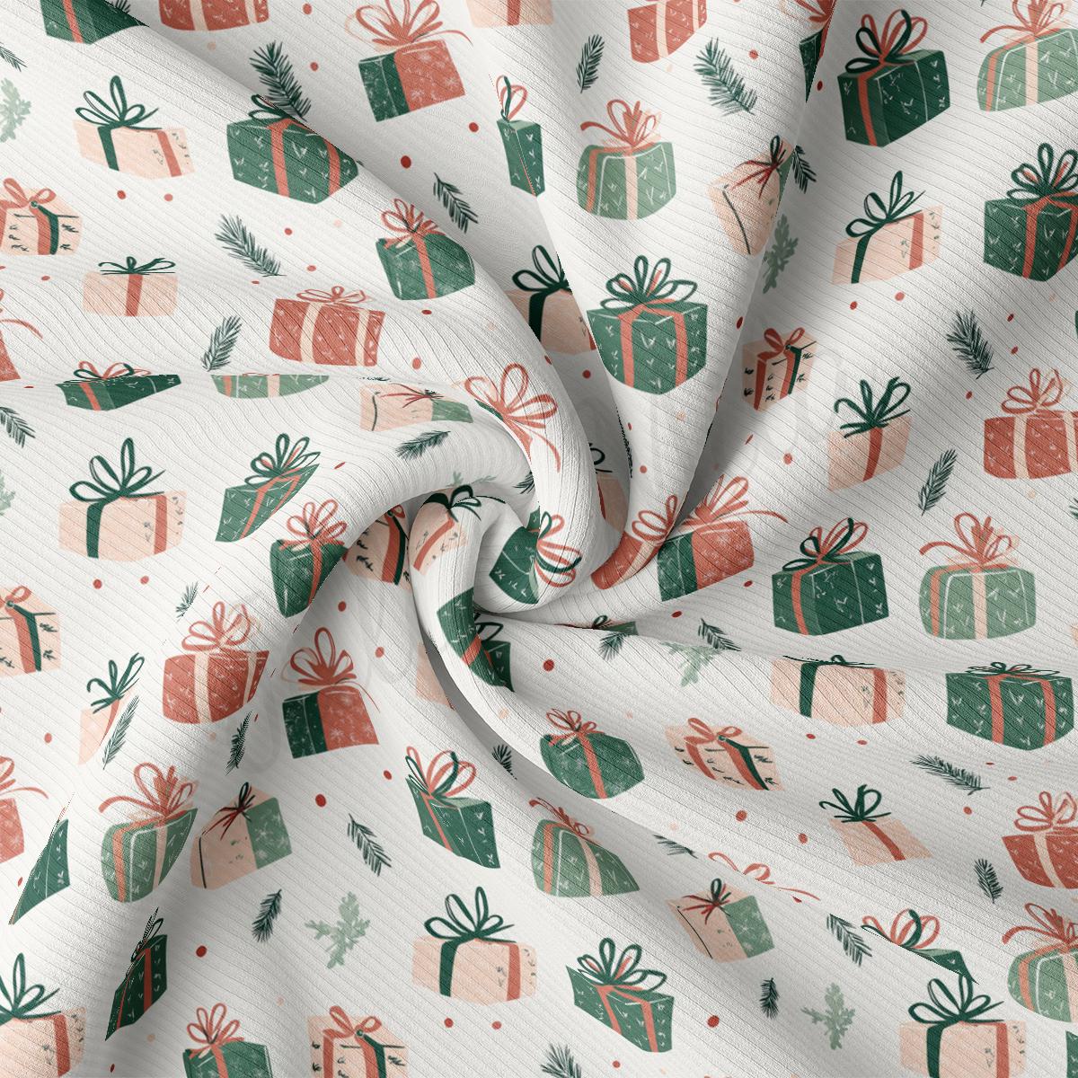 a close up of a wrapping paper with presents on it