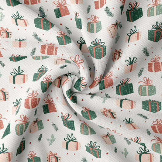 a close up of a wrapping paper with presents on it