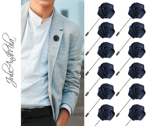 Flower Lapel Pin, Navy Lapel Pin, Lapel Pin, Wedding Lapel Pin, Men Lapel Pin, Lapel Flower, Wedding Boutonniere, Gift, Men&#39;s Lapel