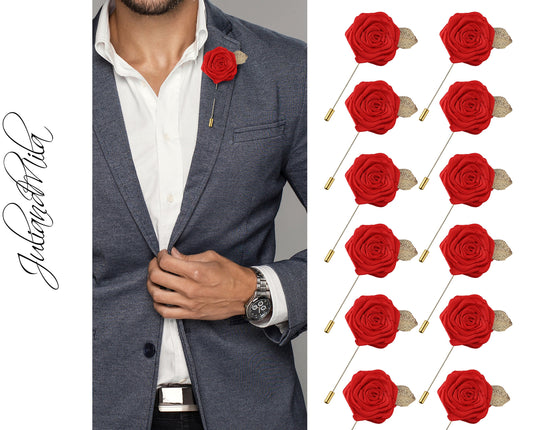 Flower Lapel Pin, Red Lapel Pin, Lapel Pin, Wedding Lapel Pin, Men Lapel Pin, Lapel Flower, Wedding Boutonniere, Gift, Men&#39;s Lapel