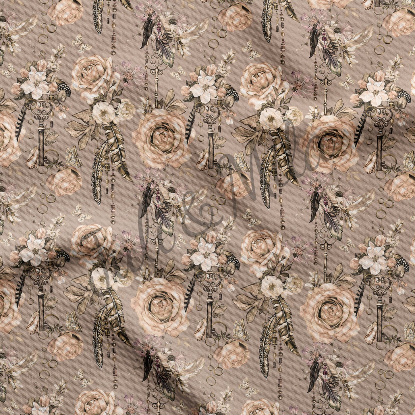 Bullet Textured Fabric  Keys&roses(F48)