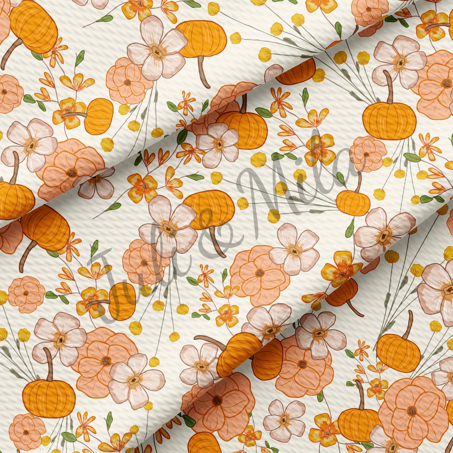 Pumpkin Floral Bullet Fabric AB7