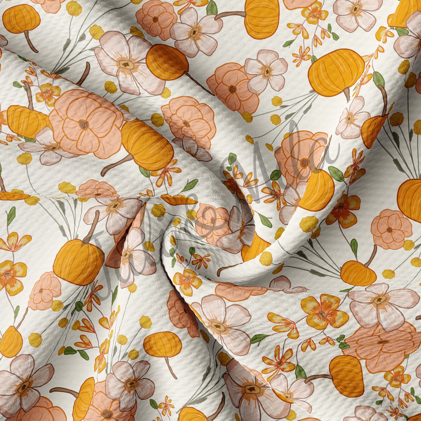 Pumpkin Floral Bullet Fabric AB7