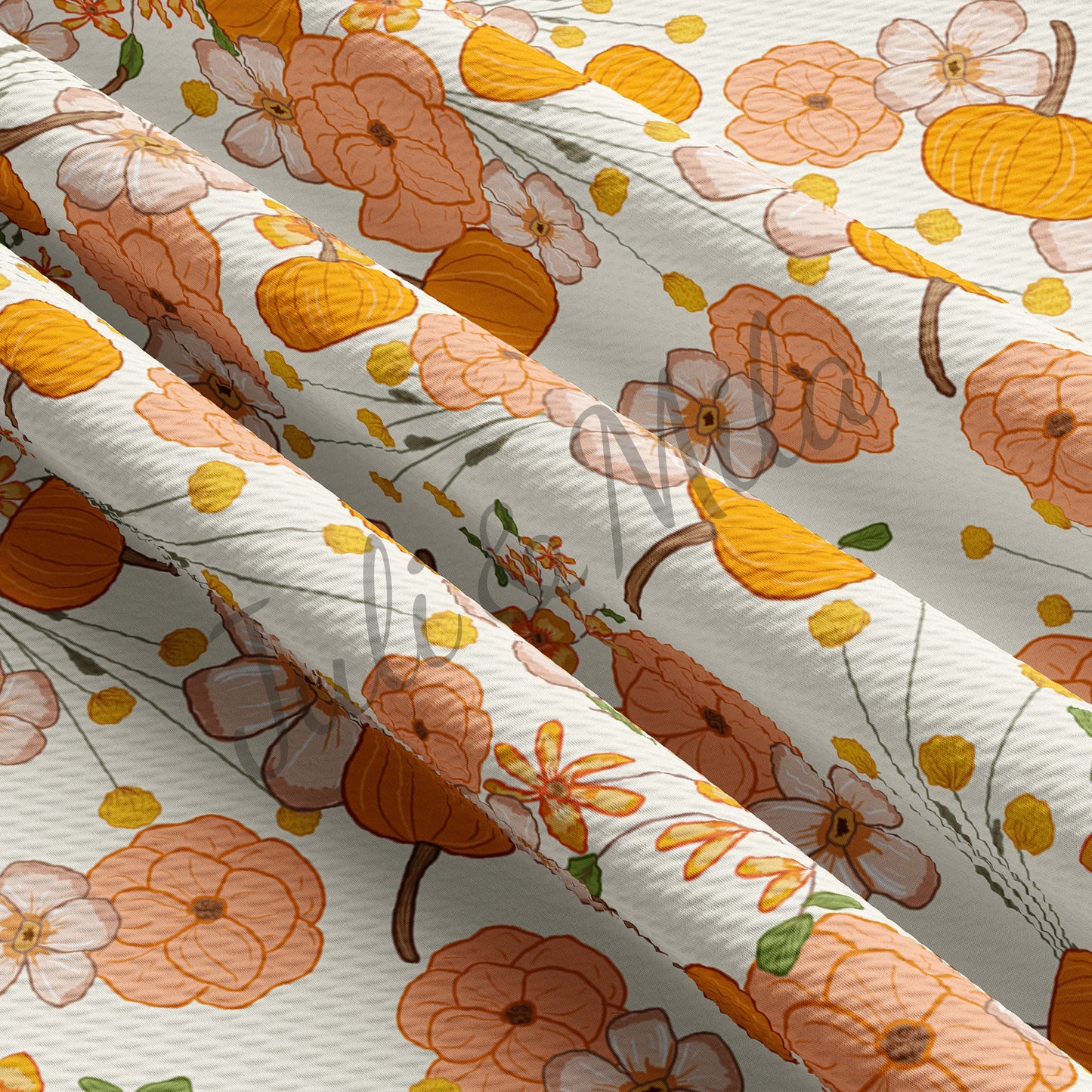 Pumpkin Floral Bullet Fabric AB7