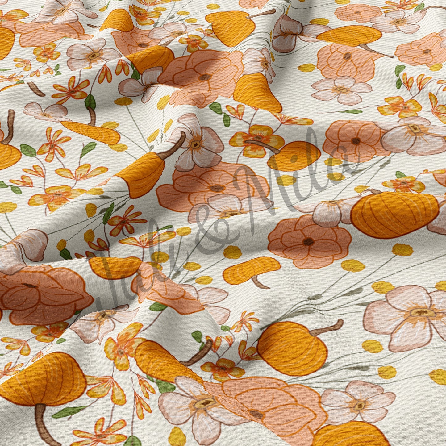 Pumpkin Floral Bullet Fabric AB7