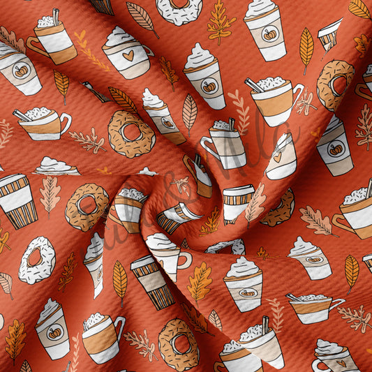 Coffee Printed Liverpool Bullet Textured Fabric  coffeetime