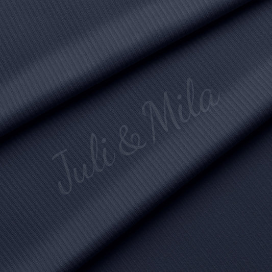 Navy Rib Knit Fabric by the Yard Ribbed Jersey Stretchy Soft Polyester Stretch Fabric 1 Yard