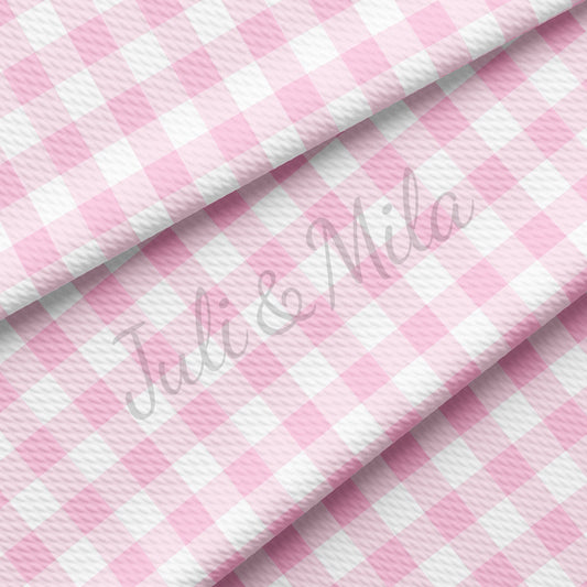 Pink Gingham Liverpool Bullet Textured Fabric AA237