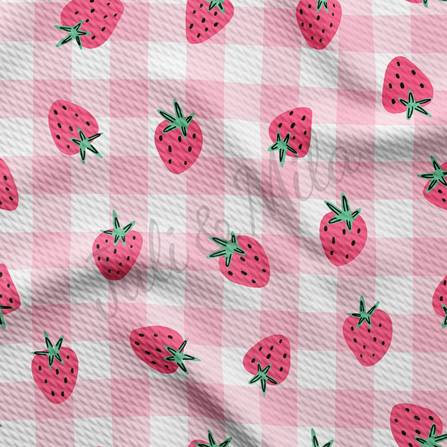 Strawberry Gingham  Bullet Textured Fabric AA240