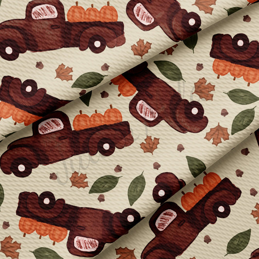 Fall Autumn Truck Pumpkin  Bullet Fabric AA731