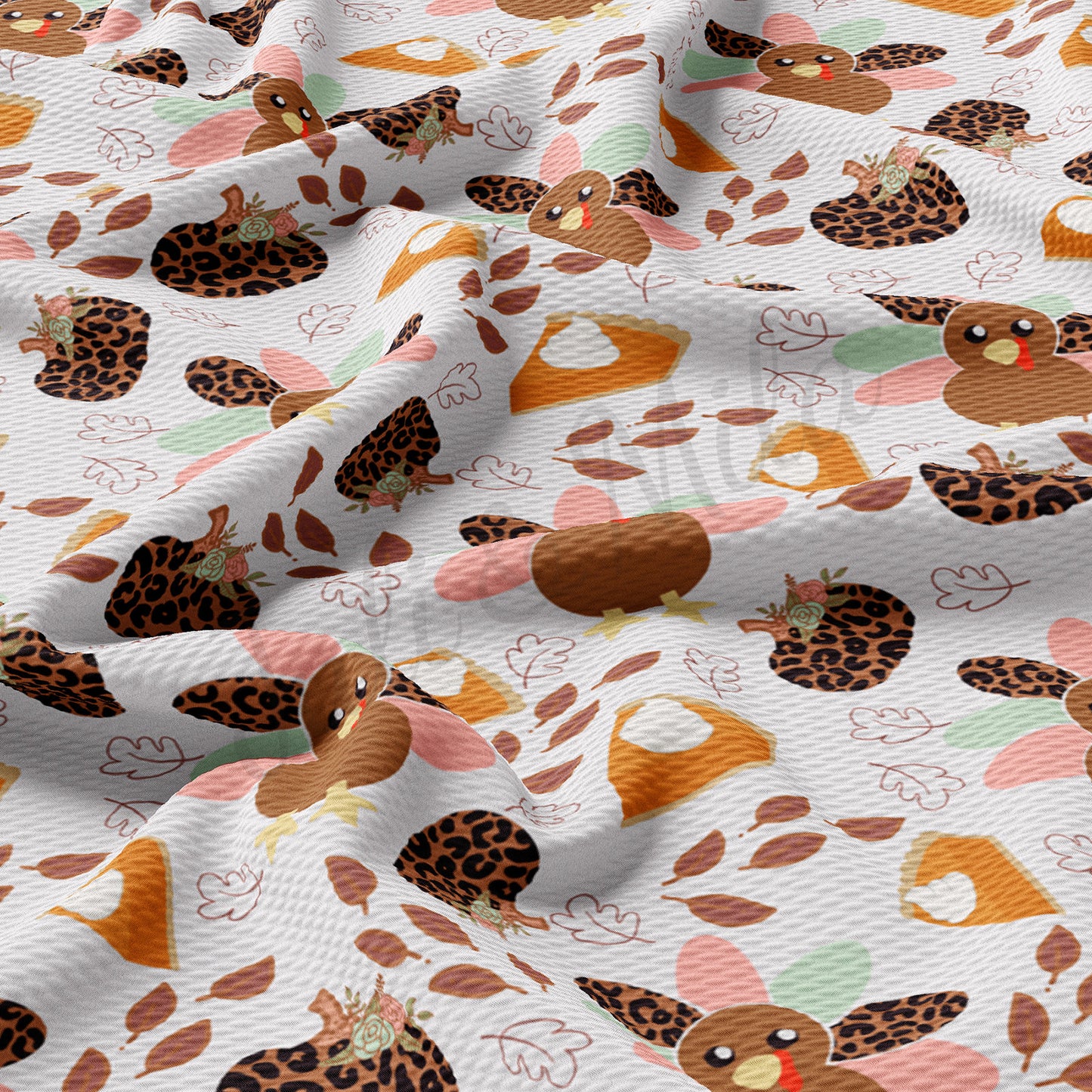 Thanksgiving Turkey Bullet Textured Fabric AA1009