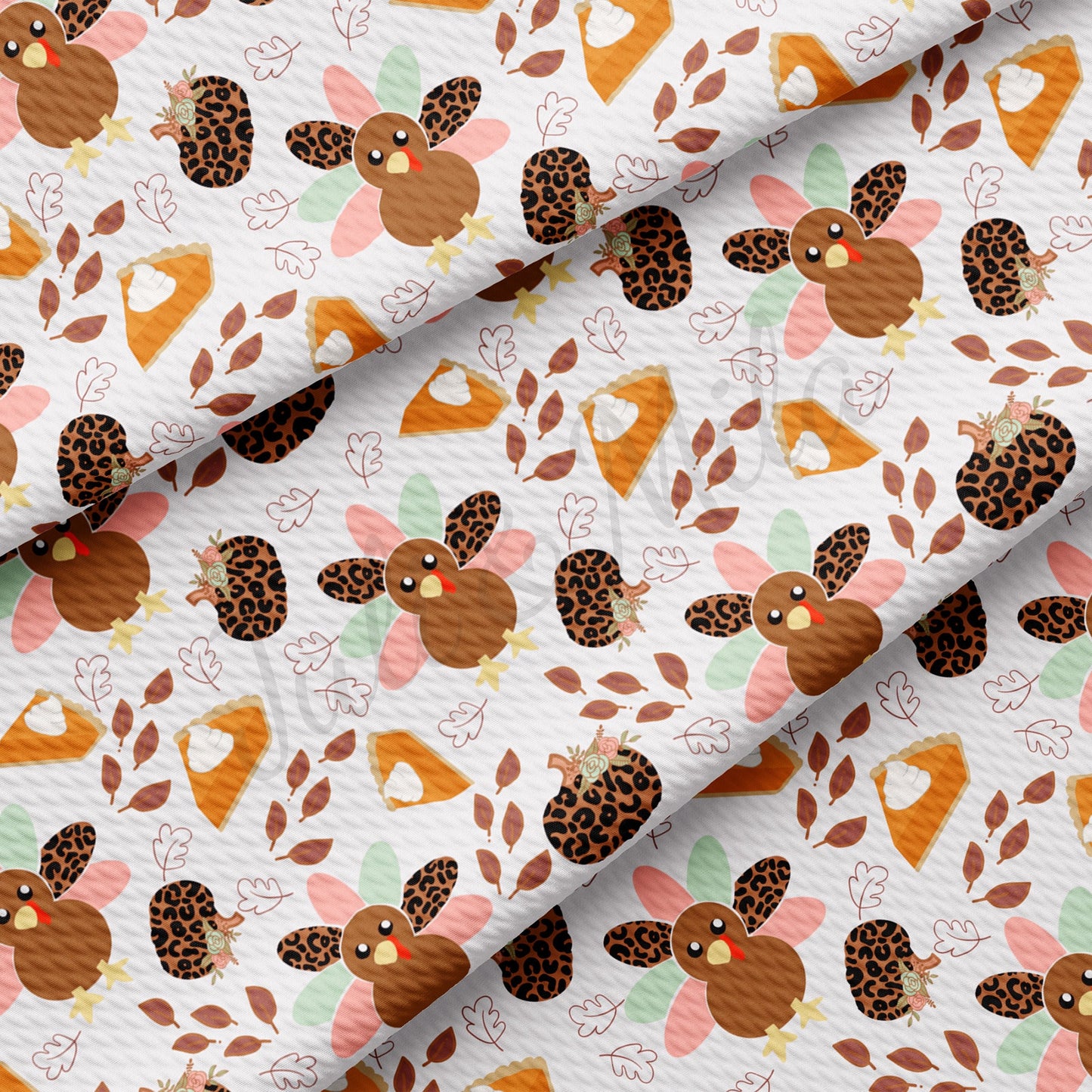 Thanksgiving Turkey Bullet Textured Fabric AA1009